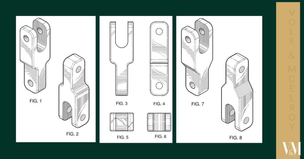 Precise technical diagrams of metal bracket components for engineering projects.